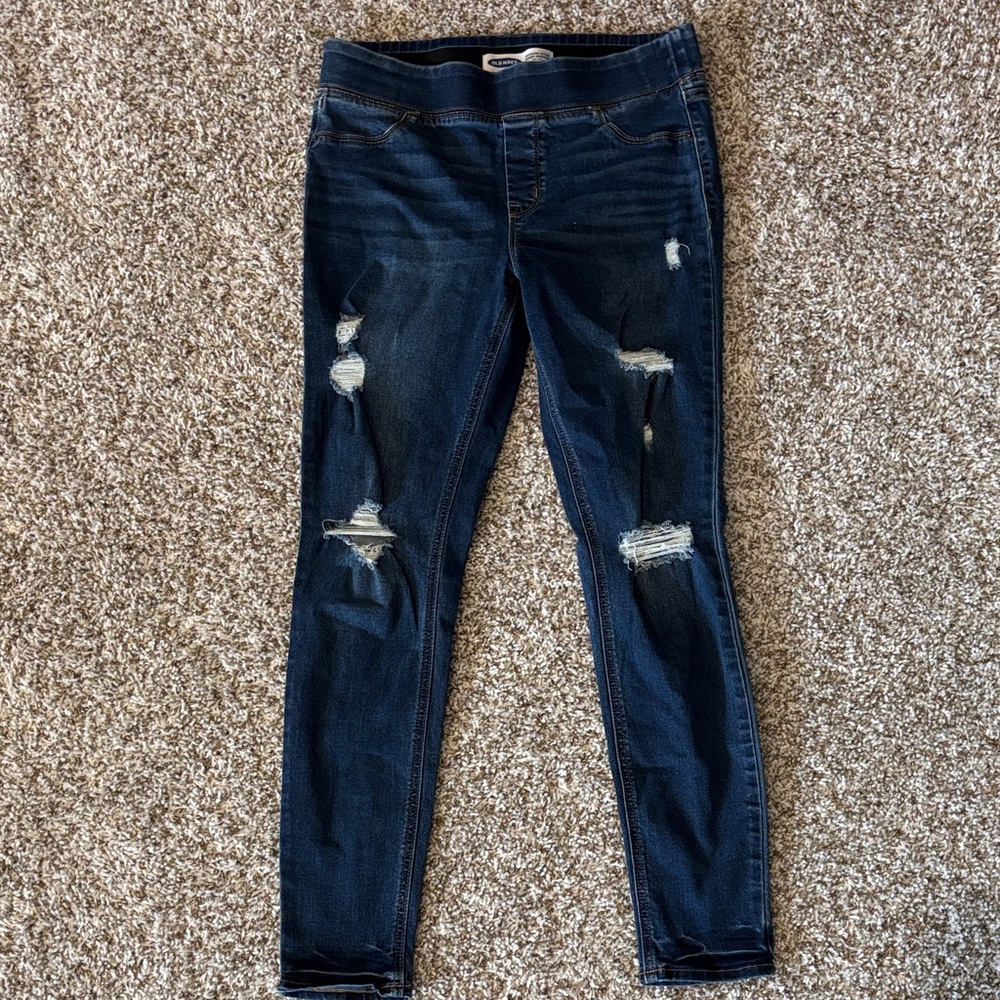 Old Navy Dark Blue Distressed Skinny Jeans